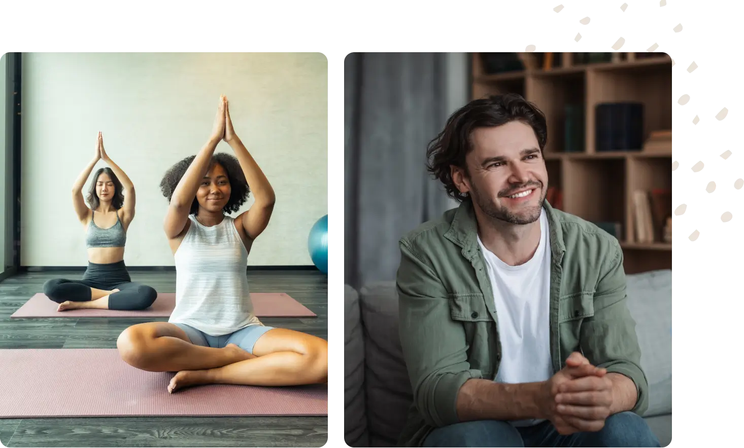 Yoga, therapy, wellness, and well-being.