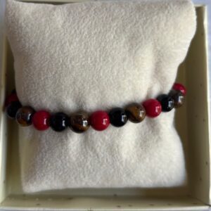 Tiger's eye, Obisidian,Red jasper